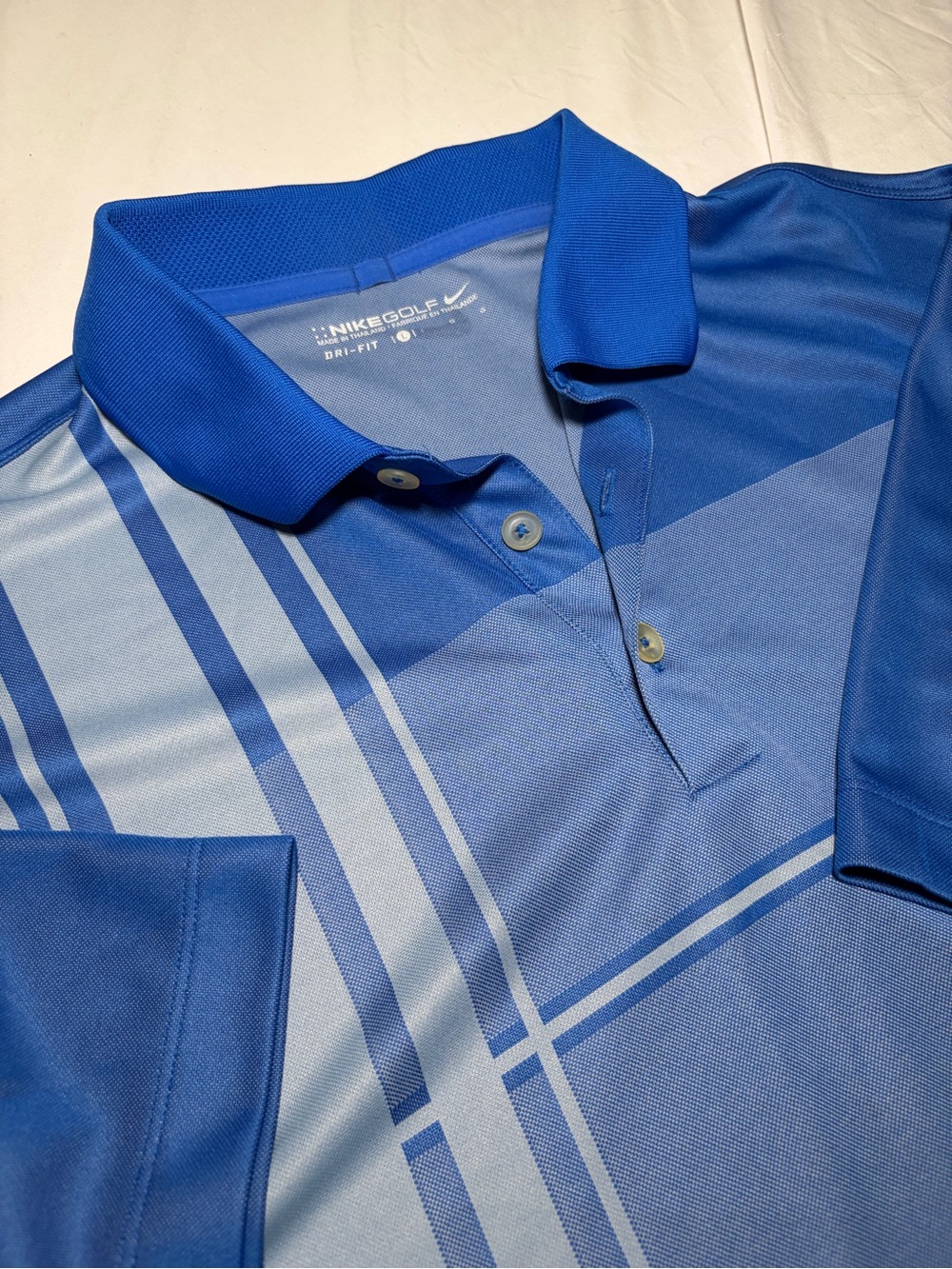 Nike Blue Striped Golf Polo Short Sleeve Mens L